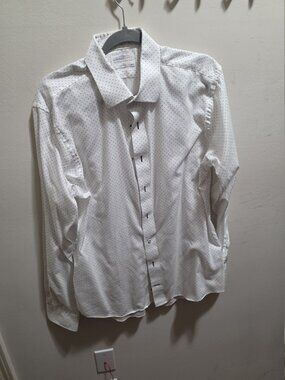 Lorenzo Uomo Men's White Trim Fit Dress Shirt Size 17 36/37